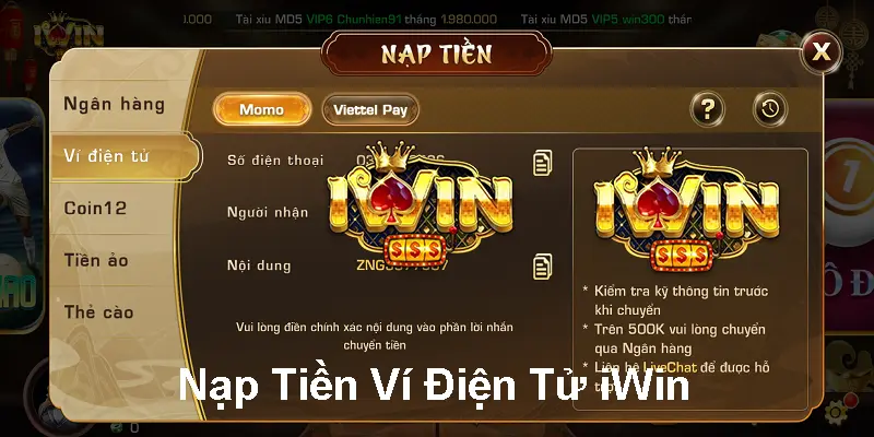 Khám Phá Cách Nạp Tiền Ví Điện Tử iwin Hiệu Quả 3 Nạp tiền qua các ví điện tử khác